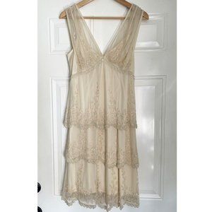 Vintage-style Ivory Lace Beaded Dress